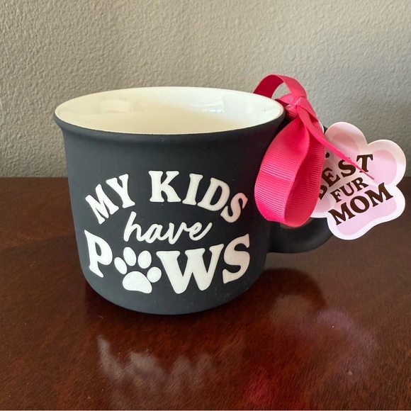 NWT My kids have paws black and white soft touch mug - Picture 1 of 6